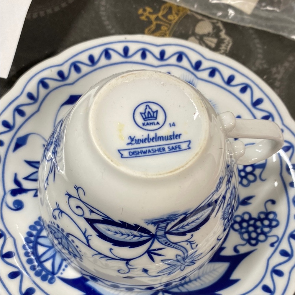 Kahla Floral Blue and White Teacup Set